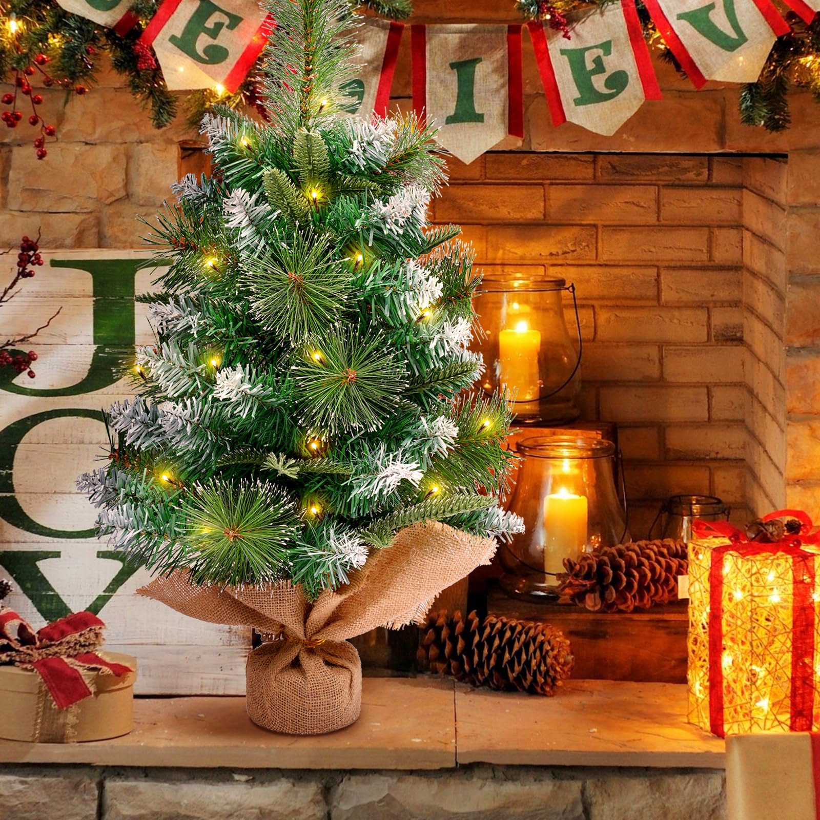 Décorations De Sapin De Noël Rouge Et Blanc Mini Sapin De Noël Décoration De Bureau Diy Aiguille Décoration Cèdre Blanc Petit Sapin De Noël