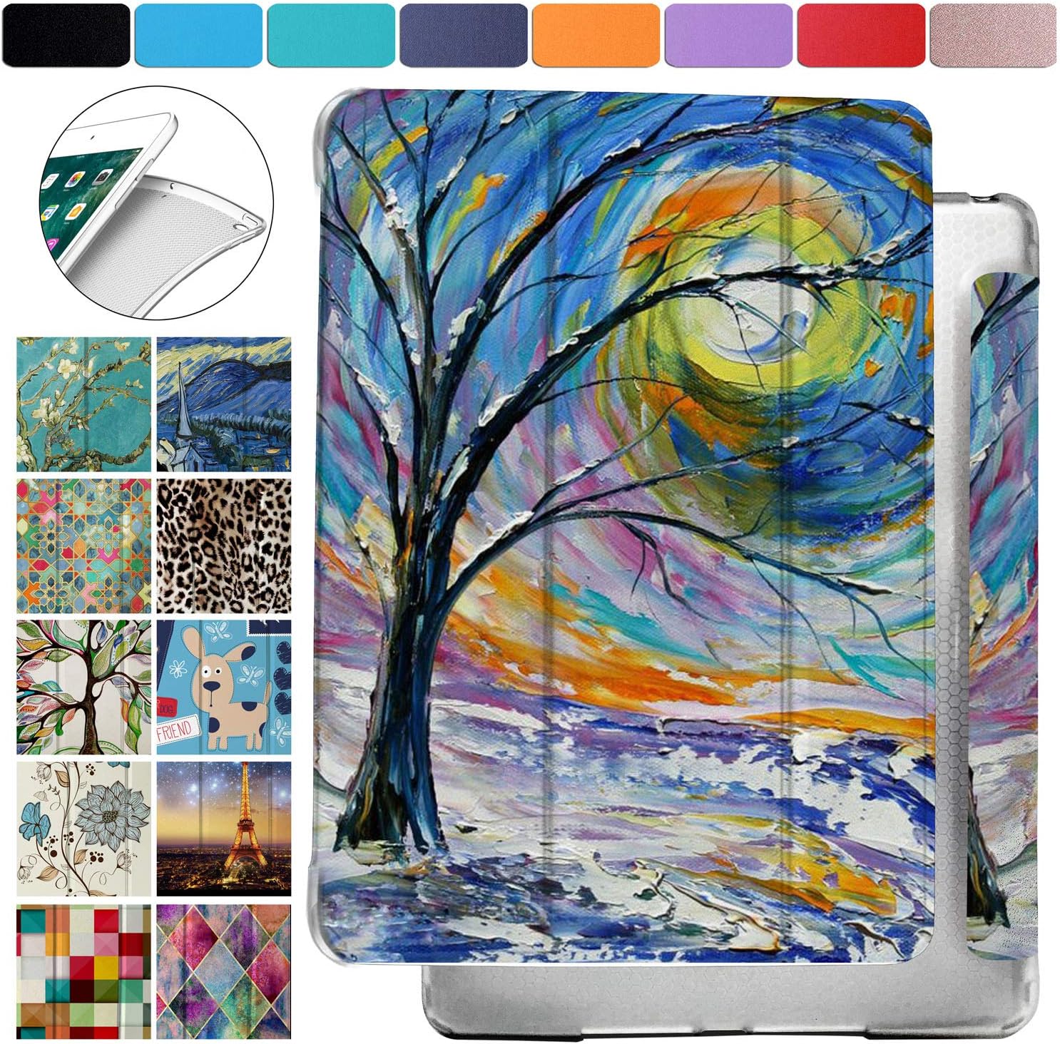 DuraSafe Cases for iPad 9.7 5th 6th Gen Air 1st 2nd Generation [iPad 5 6 Air 1 2] A1893 A1822 A1566 MH2V2LL/A Shock Proof Magnetic Dual Angle Stand with Honeycomb Pattern Printed Cover - Color Emblem