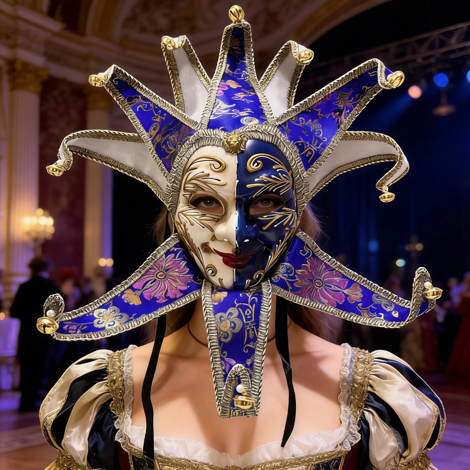 Vintage Venetian Jester Mask for Women Carnival mardi gras Cosplay Party Costume Accessory