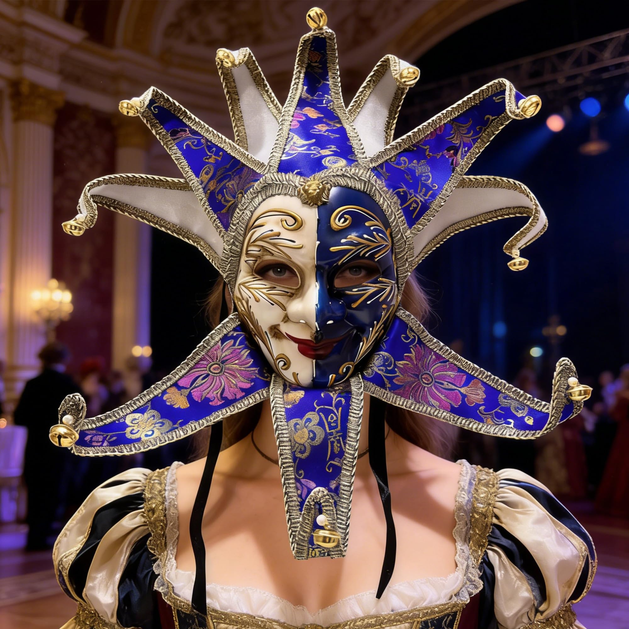 Máscara Veneciana del Bufón de Modelo Vintage para Carnaval Halloween Navidad Cosplay Fiesta Bola de Fantasía