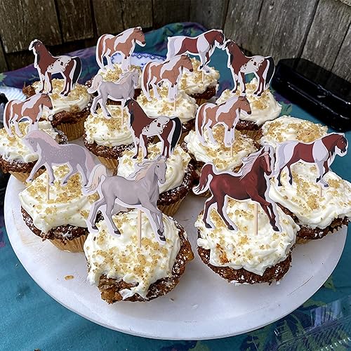 Miniatura 4 de Paquete de 36 adornos para cupcakes de caballos, animales de caballo, cupcakes, decoración de cupcakes para baby shower, cumpleaños, baby shower,