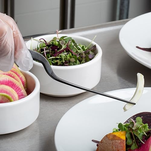 Miniatura 5 de Pinzas multifunción curvadas de acero inoxidable de 8 pulgadas para cocina de precisión (curvadas, negras)