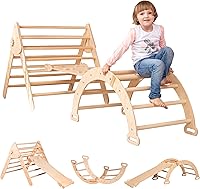 Vista 1 de Wood And Hearts Juego de Triángulos de Tres Piezas Juguetes de Madera Triángulo de Escalada Montessori Juguetes de Escalada para Niños Pequeños