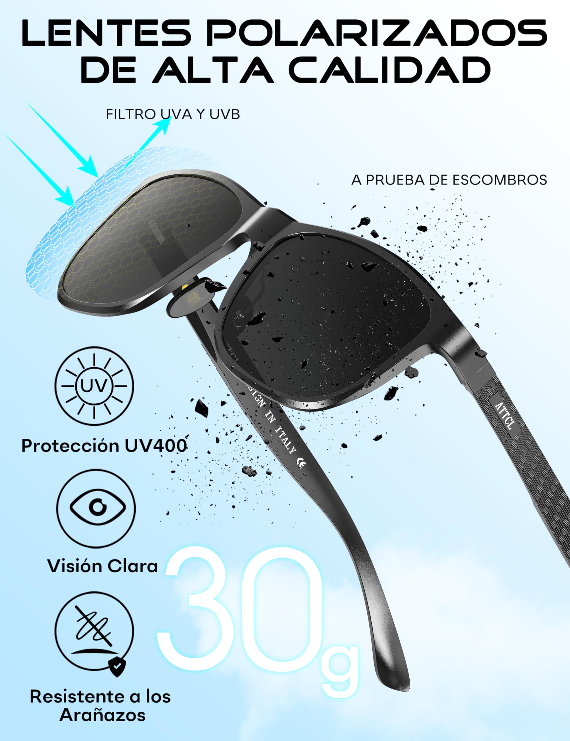 ATTCL Gafas de Sol Hombre Polarizadas: Protección UV400 Ligero Bastidor AL-MG Lentes Espejadas Conducir Senderismo Viajes