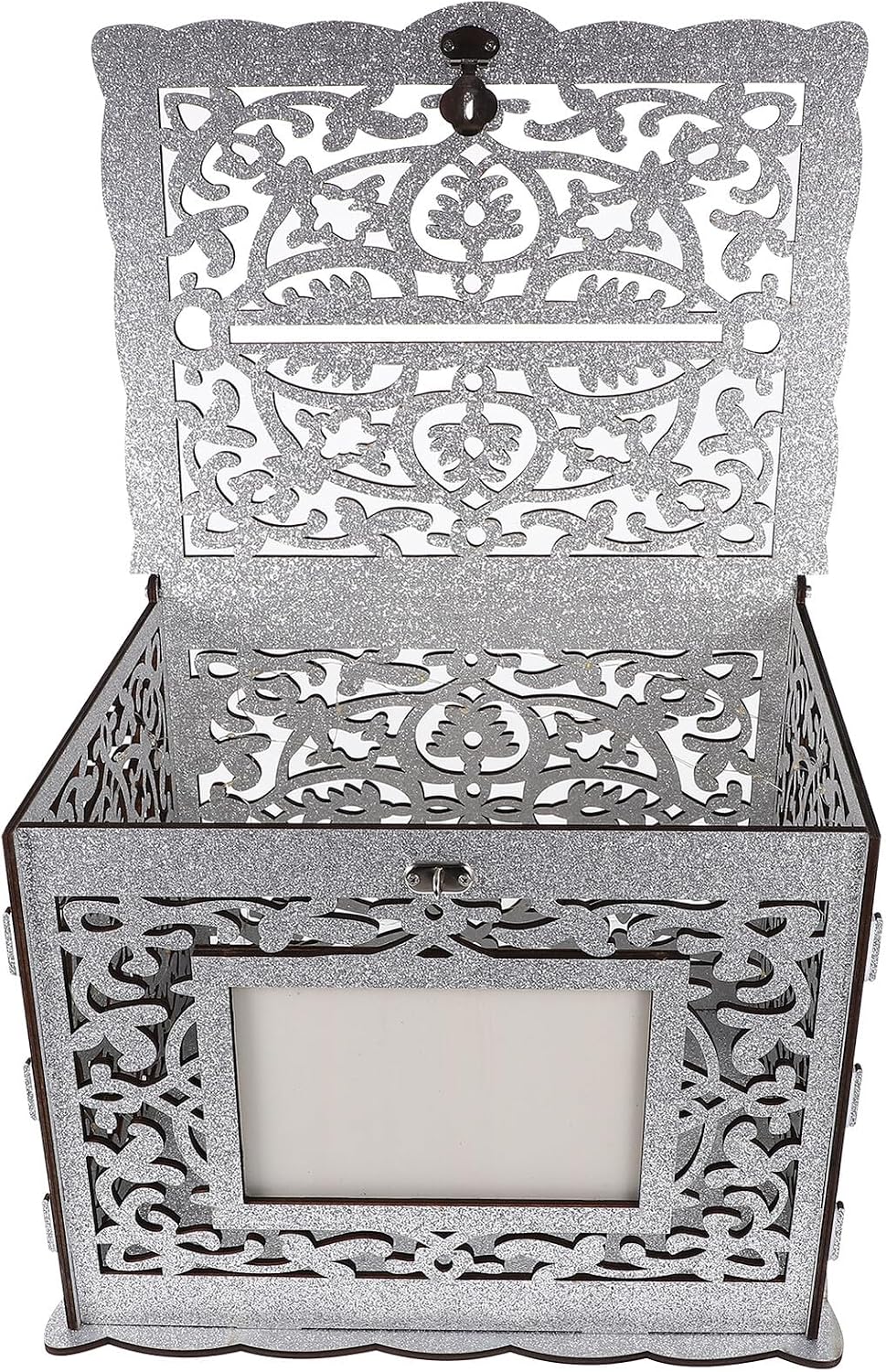 Wooden Wedding Card Box Rustic Envelope Money Holder DIY Storage Box for Reception Party Table Decor with Photo Frame Slot