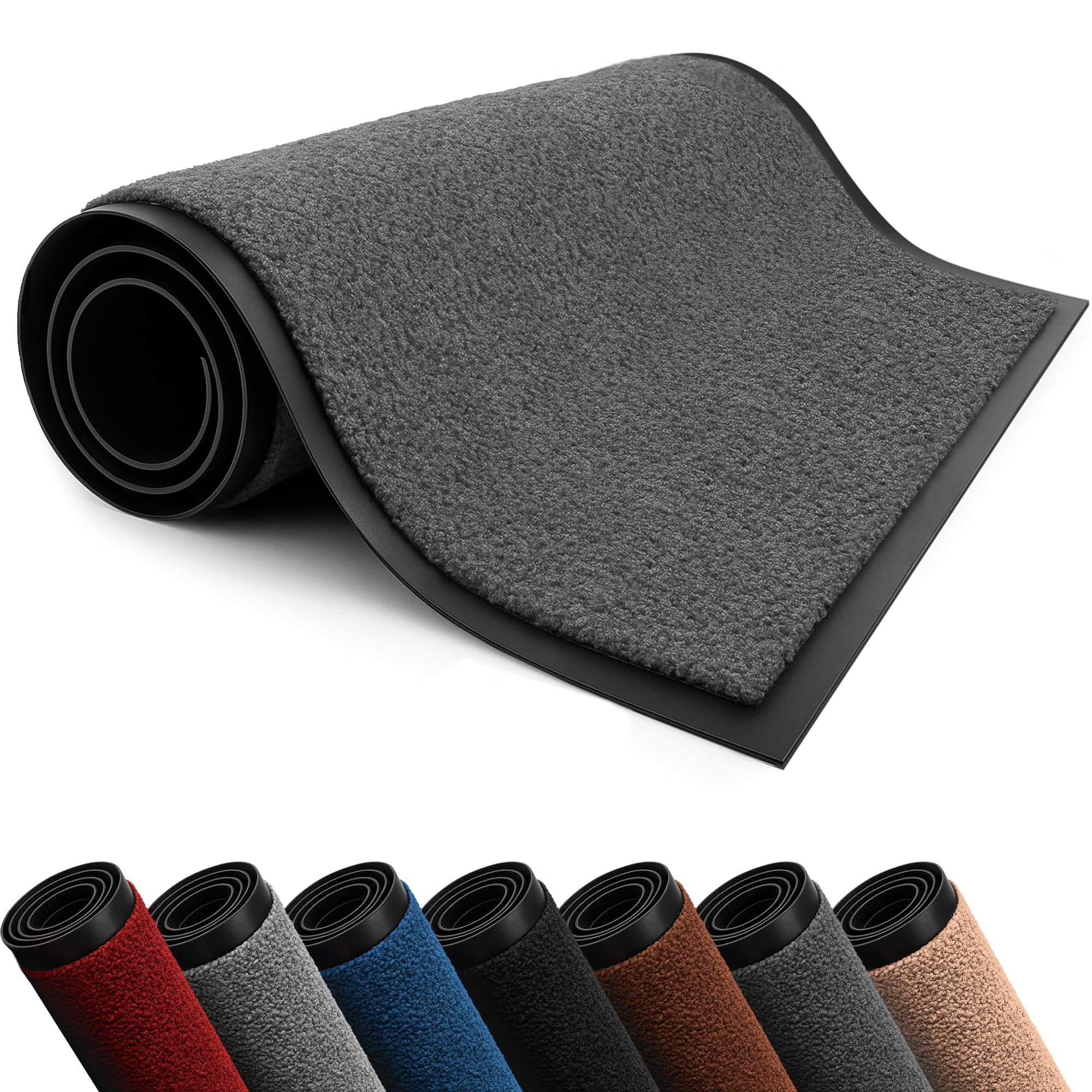 Lexell Door Mats Indoor, Highly Absorbent Washable Doormat, Heavy Duty Non-Slip Rubber Backed Floor Mats for Front & Back Door (Anthracite, 60 cm x 120 cm)