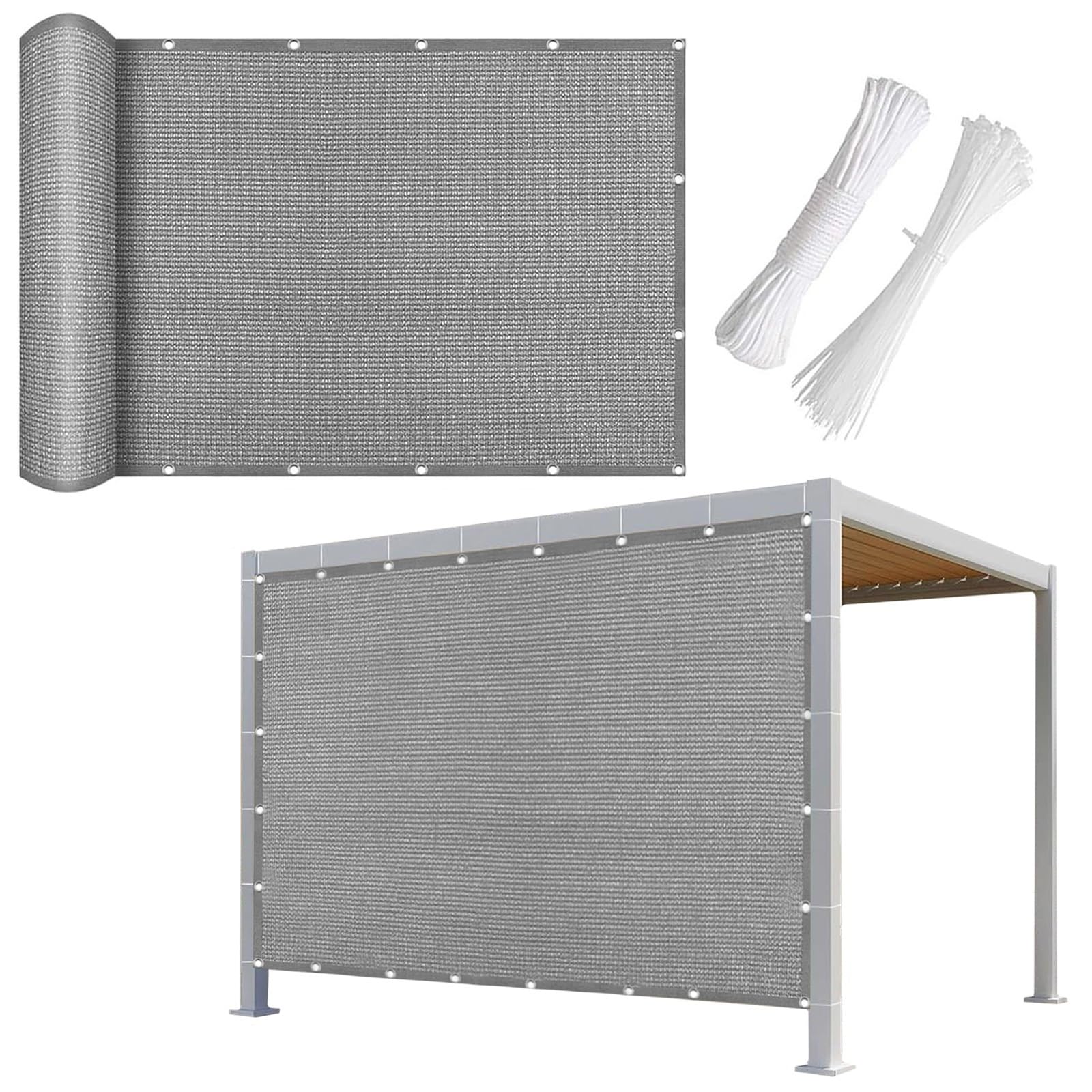 WQPMNYG Rectangular Sun Shade Sail for Balcony & Pool90% UV Protection Waterproof & Breathable Canopy for Garden Lawn & PatioDurable Gray 3x5m (9.8x16.4ft)