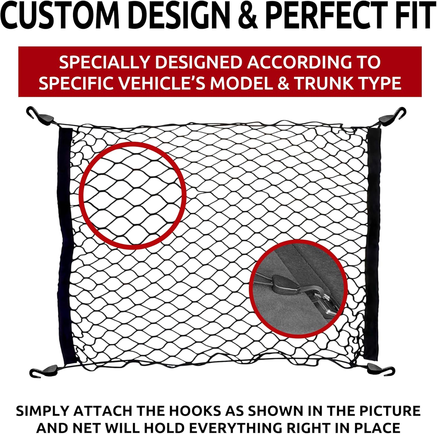 Floor Style Trunk Mesh Cargo Net for Audi Q7 Premium Premium Plus Prestige 2017-2024- Premium Trunk Organizer and Storage - Luggage Net for SUV