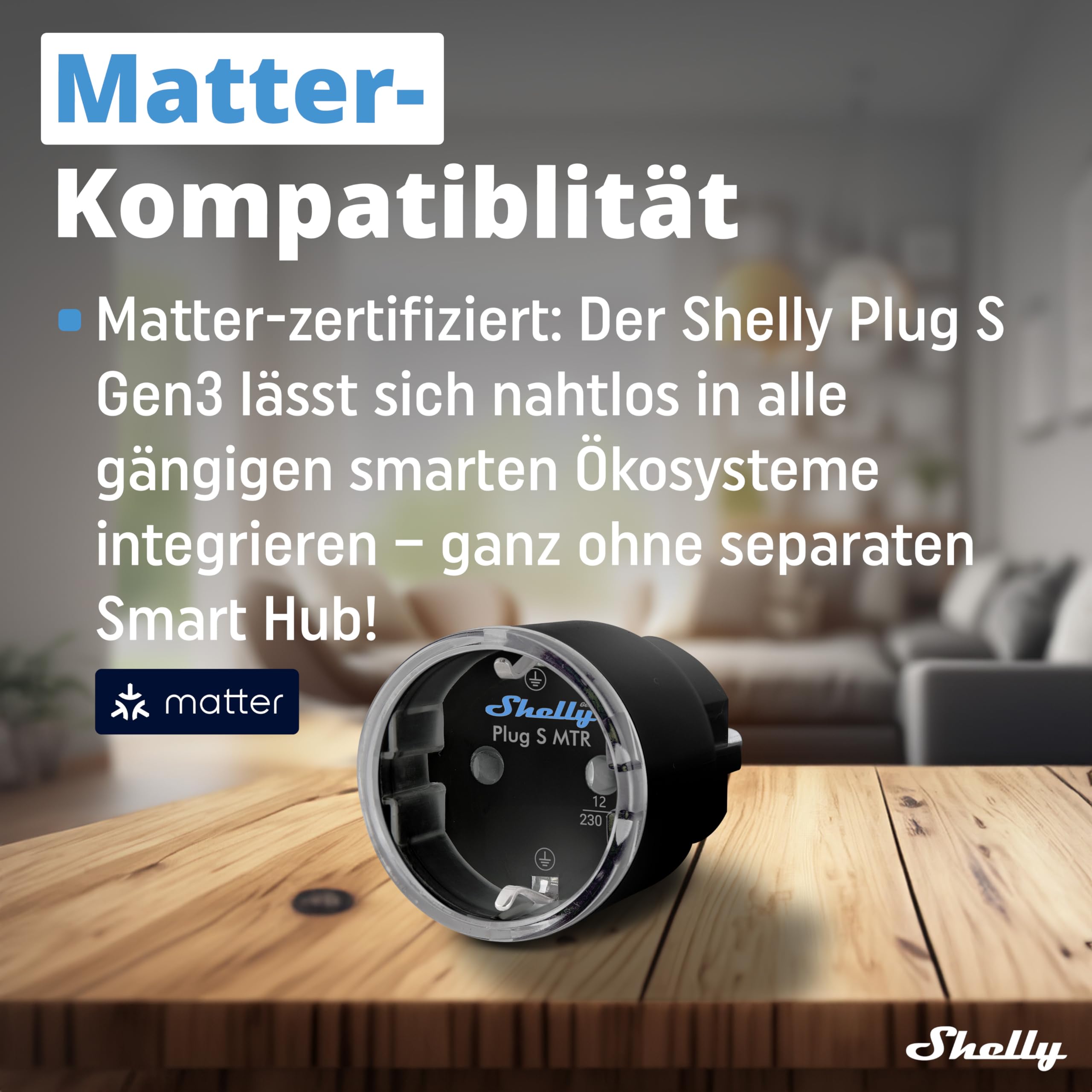 Shelly Plug S Gen3 Weiß - WLAN Smarte Steckdose, Leistungsmessung, 12A 2500W, Zeitschaltuhr, Matter-Zertifiziert Stecker, Heizung & Kühlung, Alexa & Google, Kein Hub Erforderlich (3 Stück)