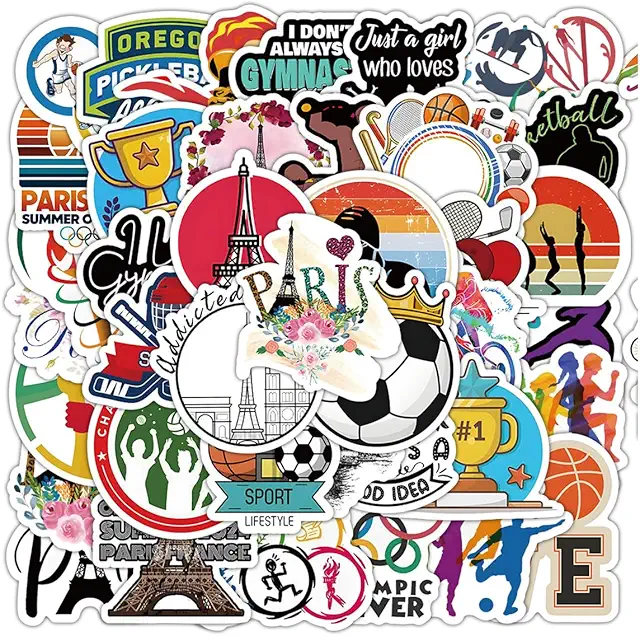 Lot de 50 Autocollants Paris Sports - Stickers Déco Amovibles