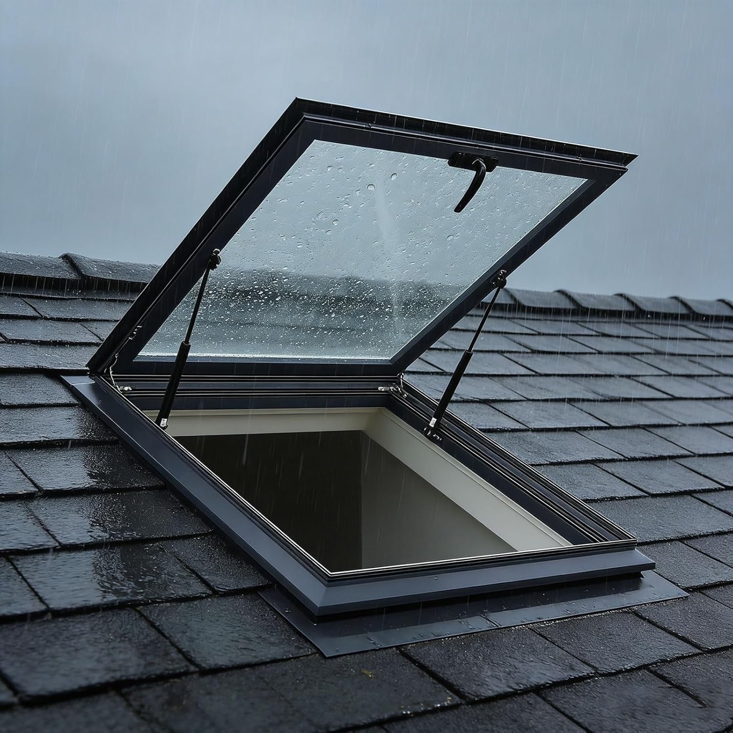 Skylight Windows for House Roof Attic Access Door Ventilation Flat Roof Lighting Well Window Rainproof Sunroom Window with Aluminum and Tempered Glass Basement Window Covers(23.6"x19.7")