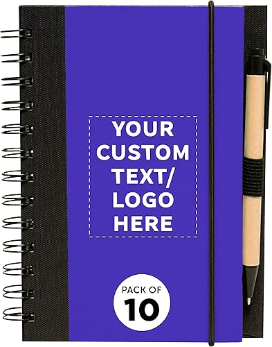 Miniatura 8 de Cuadernos de bloque ecológico personalizados con bolígrafos, juego de 10, paquete a granel personalizado, perfectos para la escuela, oficina,
