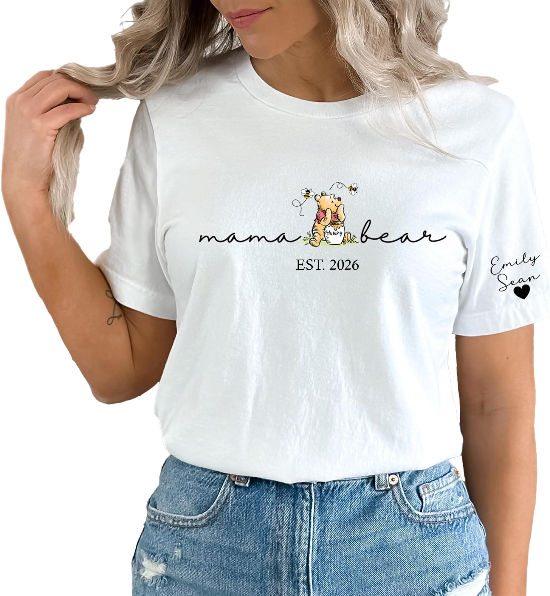 Personalized Mama Bear Shirts for Women Mama Bear T Shirt for Momma for Mom Crewneck Tees for Her