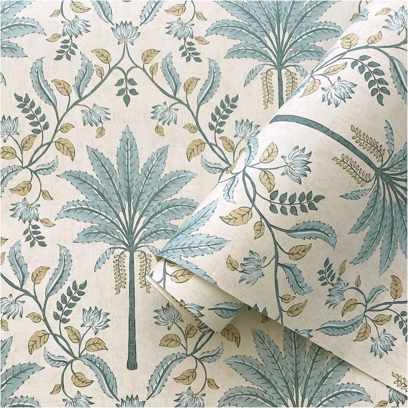 Holden Eastern Horizons Palm Trellis Wallpaper Blue 13751