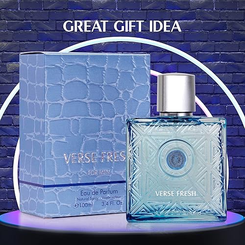 Vista 3 de NovoGlow Verse Fresh - Eau de Parfum en espray para hombres de 3.4 onzas líquidas - Fragancia cítrica floral y amaderada de larga duración, aroma