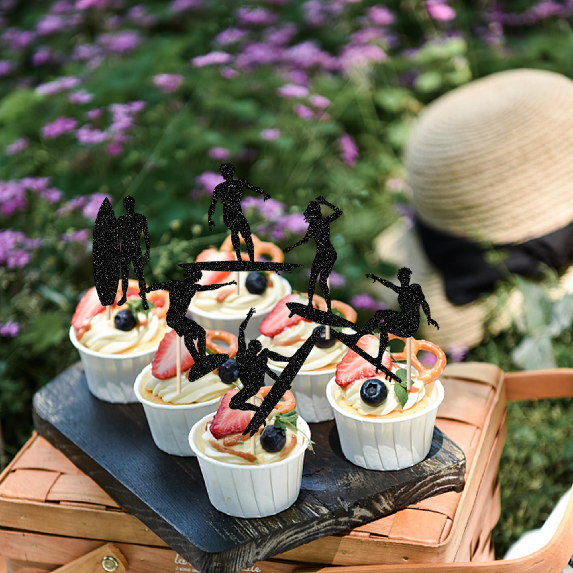 24 Stück Surfen Cupcake Topper – Glitzernde Deko-Picks Für Surf-Party, Geburtstag & Babyshower