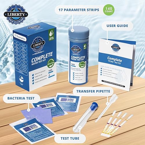 Miniatura 2 de Liberty Gold Standard Tiras de prueba de agua (kit de 145 piezas) Kit de prueba de agua potable todo en uno para el hogar, prueba de pozos de