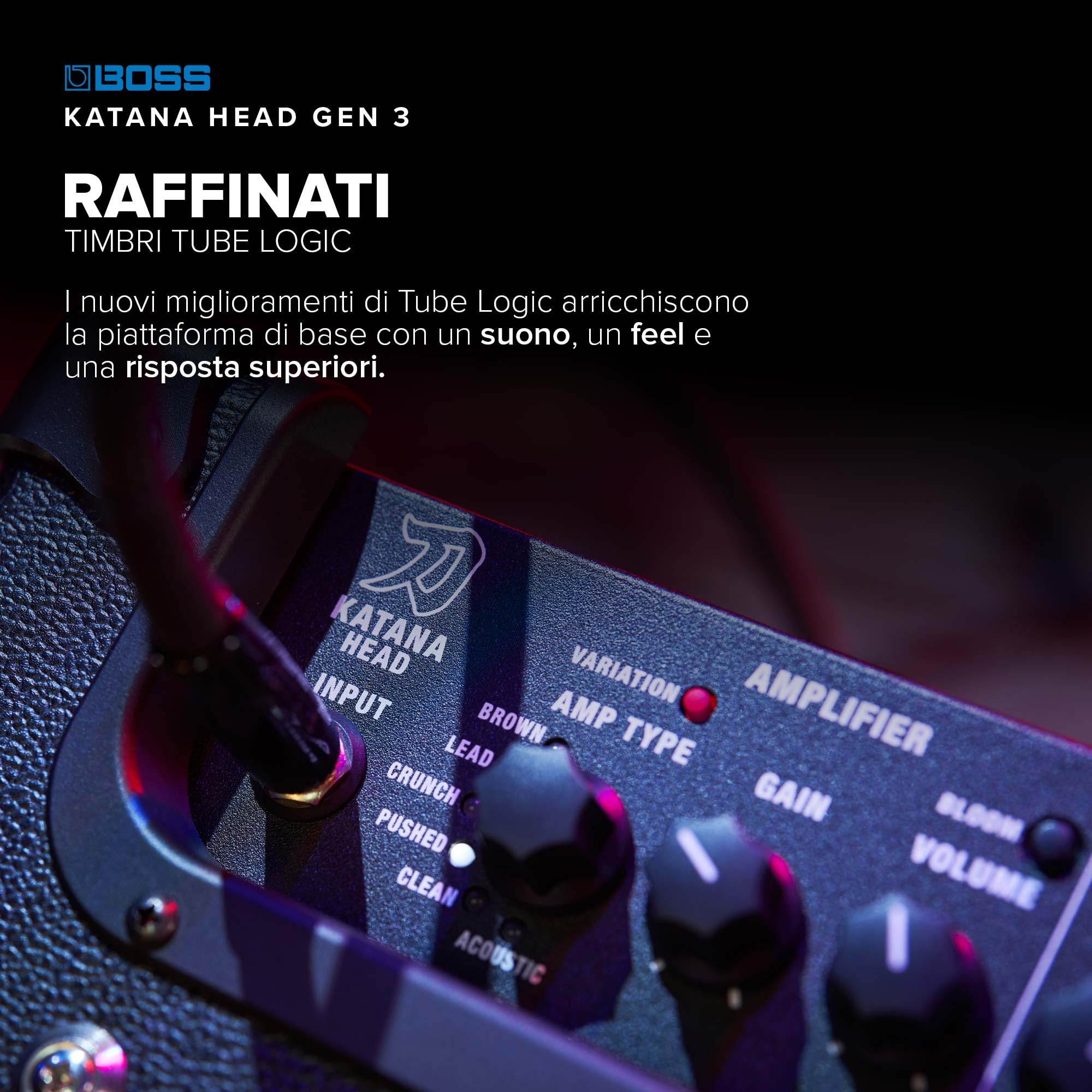 BOSS Katana Head Gen 3 Testata per Chitarra | Testata compatta da 100 watt | Sound Tube Logic evoluto | 12 amp character | Effetti BOSS integrati | Connettività avanzata
