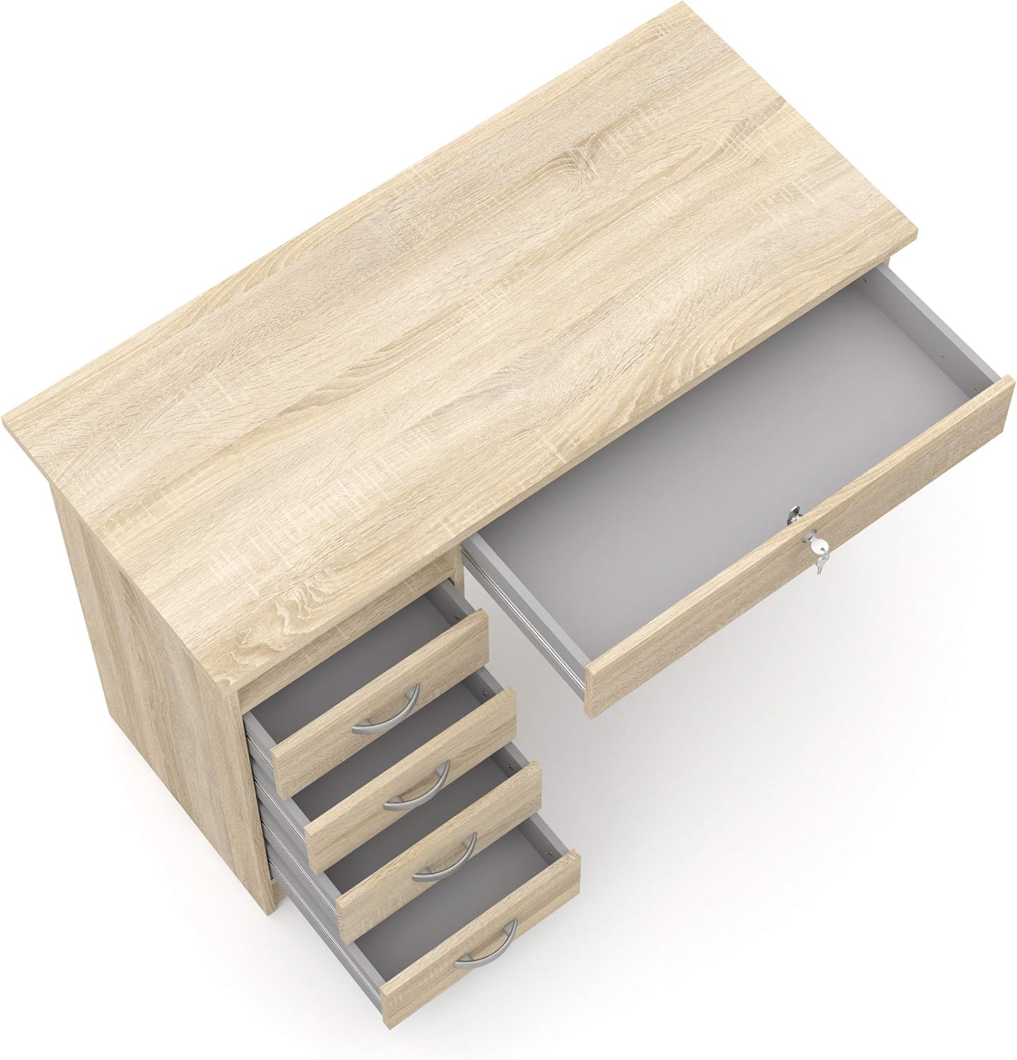 Tvilum, Oak Structure Walden Desk with 5 Drawers