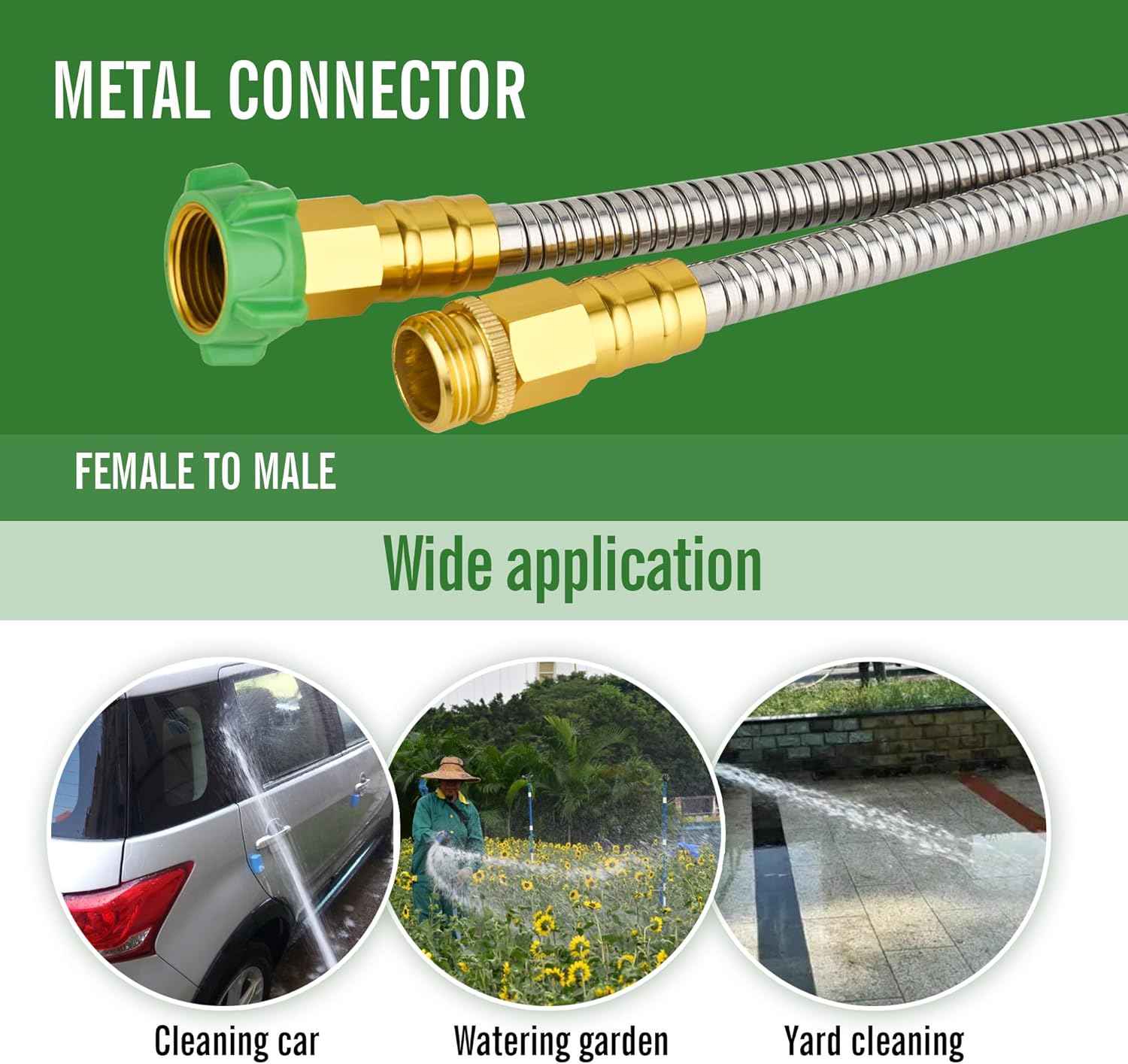 SKYWARD 304 Stainless Steel Short Garden Hose 3 ft with Female to Male Metal Connector, Anti-Leakage, Flexible & Lightweight Kink Free Water Hose, Easy to Use & Store (3ft) - Image 4