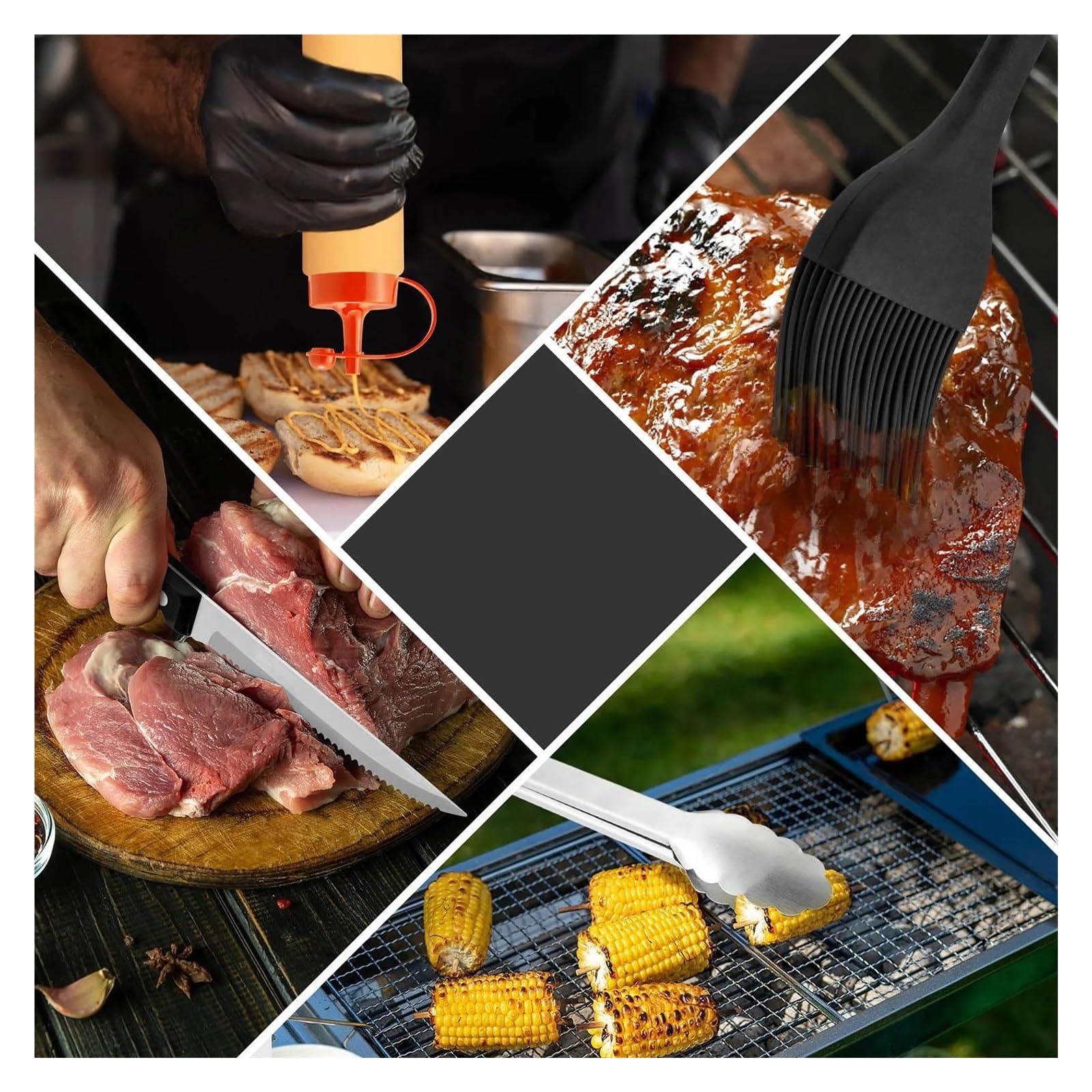 Juego de Herramientas for Barbacoa, Utensilios for Asar al Aire Libre, Pala Cocina combinada, Herramientas for Quemar Placas Hierro, for Uso doméstico(32-Piece Set)