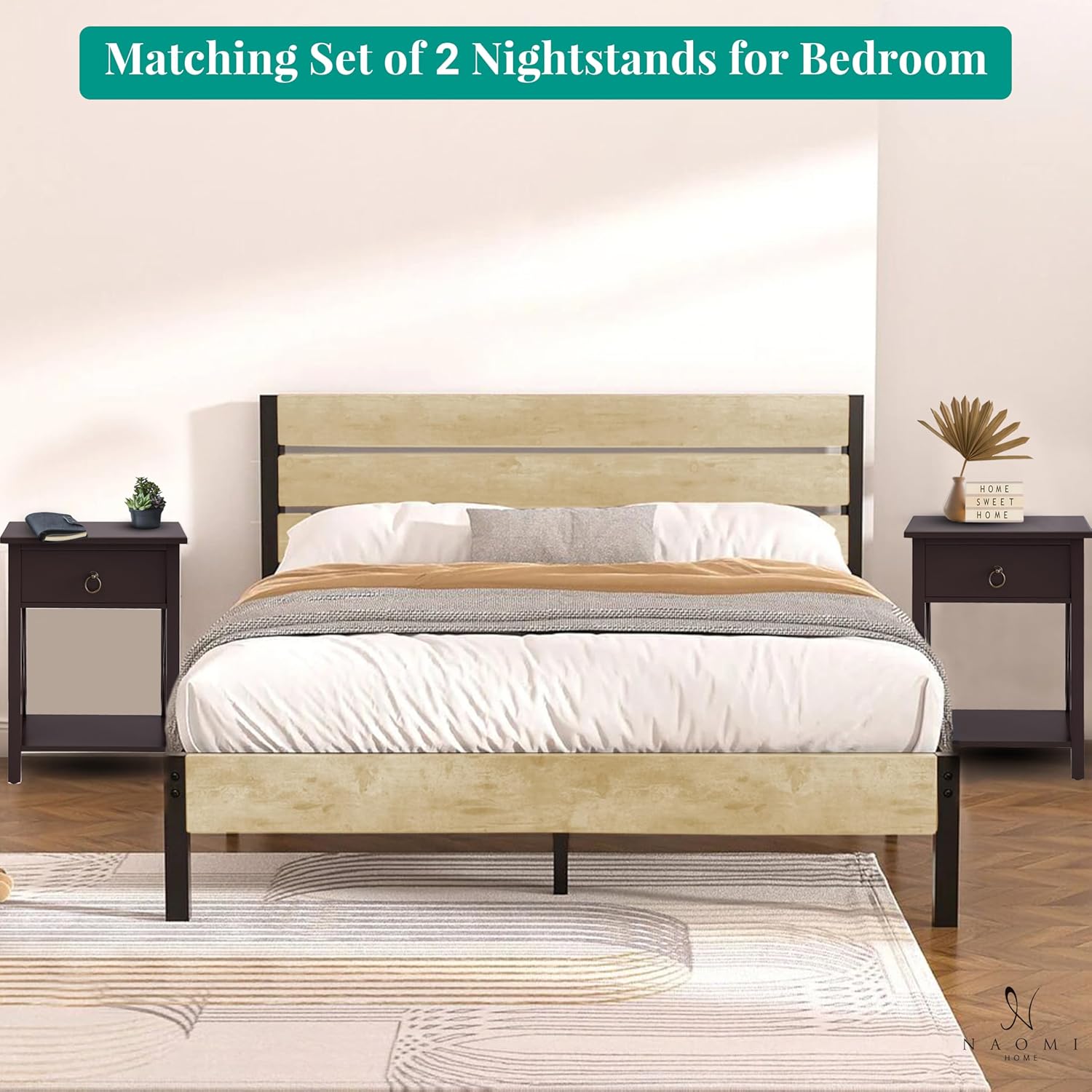 Espresso Solid Wood Small End Table with Drawer and Shelf