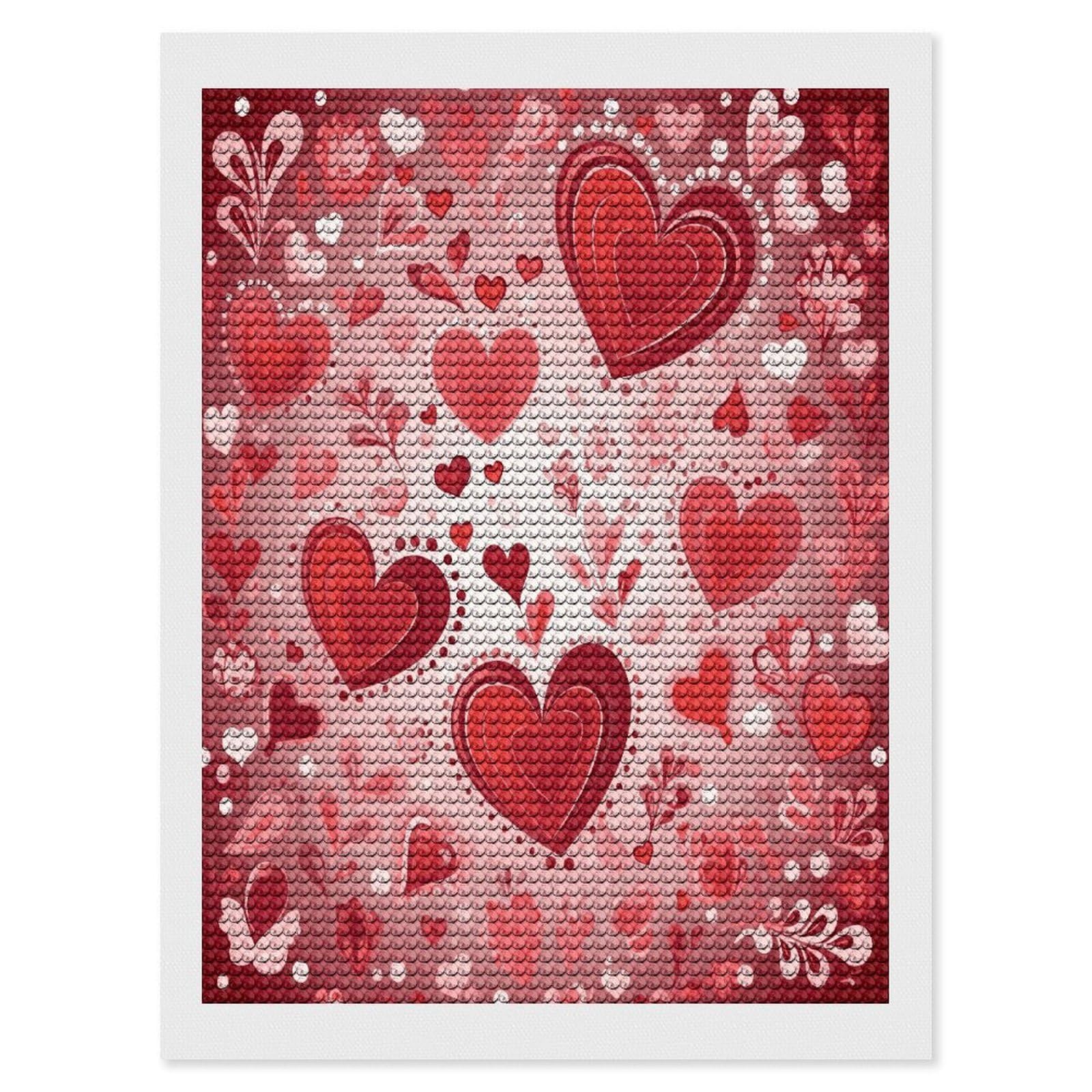 FekiLoot Diamond Art Kits for Adults, DIY 5D Valentine Pattern Diamond Painting Kits for Beginners, Full Round Drill Diamond Dots Painting Gem Art Crafts for Home Wall Decor & Gift 12"x16"