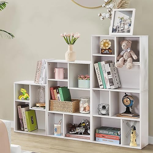 VECELO Wide Bookshelf Set, Fits 9.3" × 10-12.8" Hardcovers, Cube