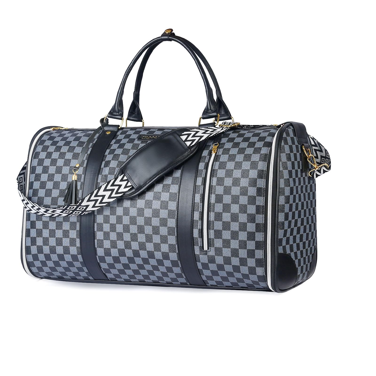 Sac porte-vêtements convertible 50 L, 2 en 1, poche chaussures imperméable, système anti-plis, idéal pour voyages travail et vacances (noir)