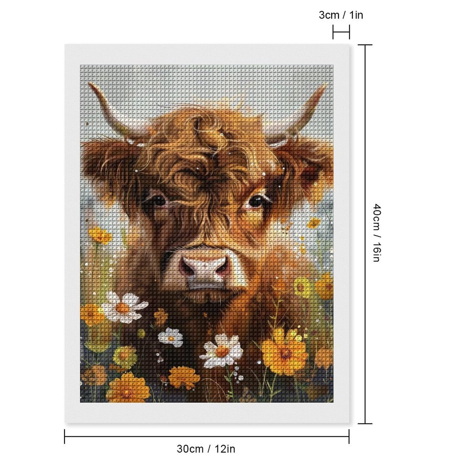 Naykow Highland Cow Diamond Painting Decoration, zestawy artystyczne dla dorosłych, sztuka diamentowa, DIY, zestawy do malowania dla dorosłych, 5D, do domu, dekoracja ścienna, prezent, 30 x 40 cm