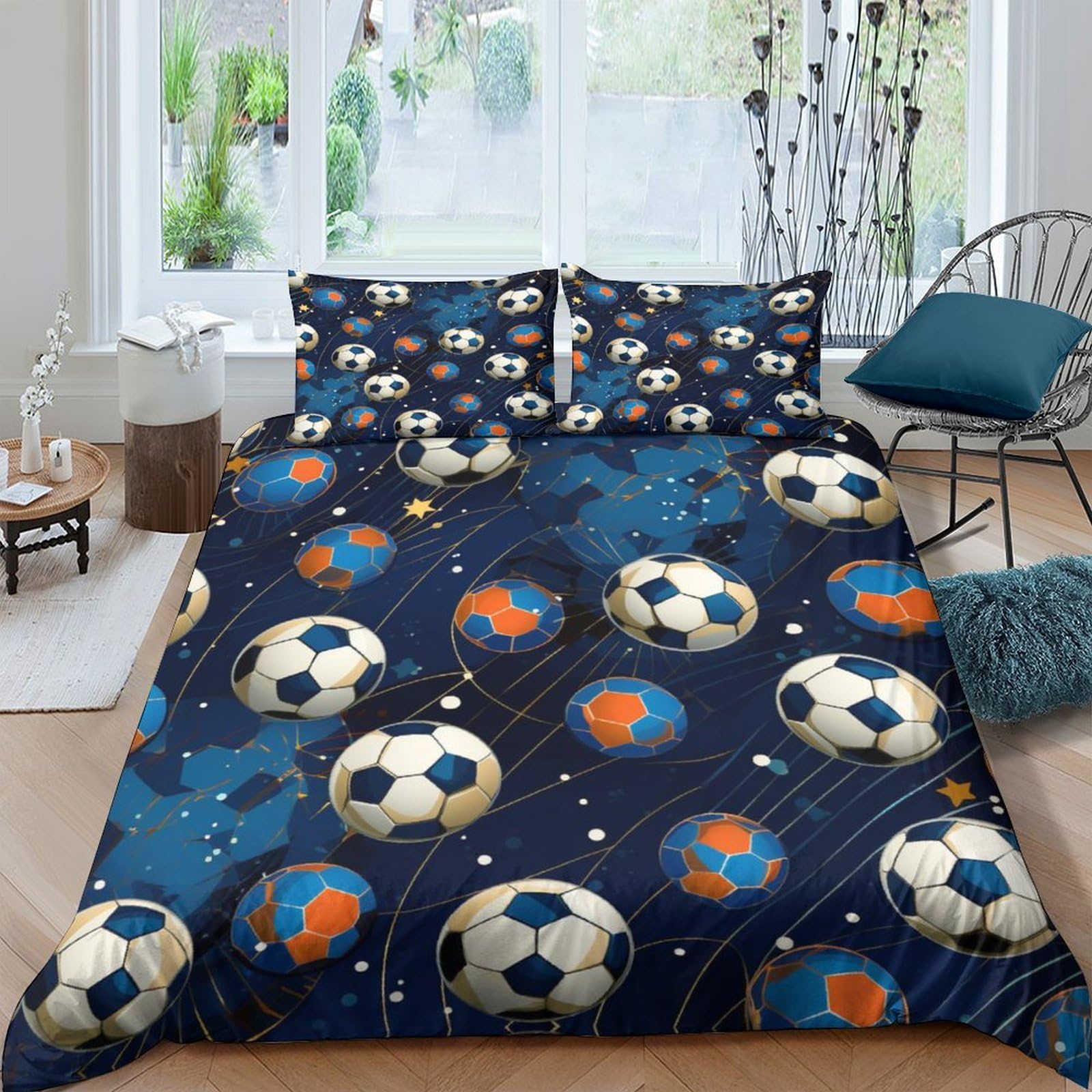 Housse de couette foot anti-plis et facile à laver en microfibre 220x240