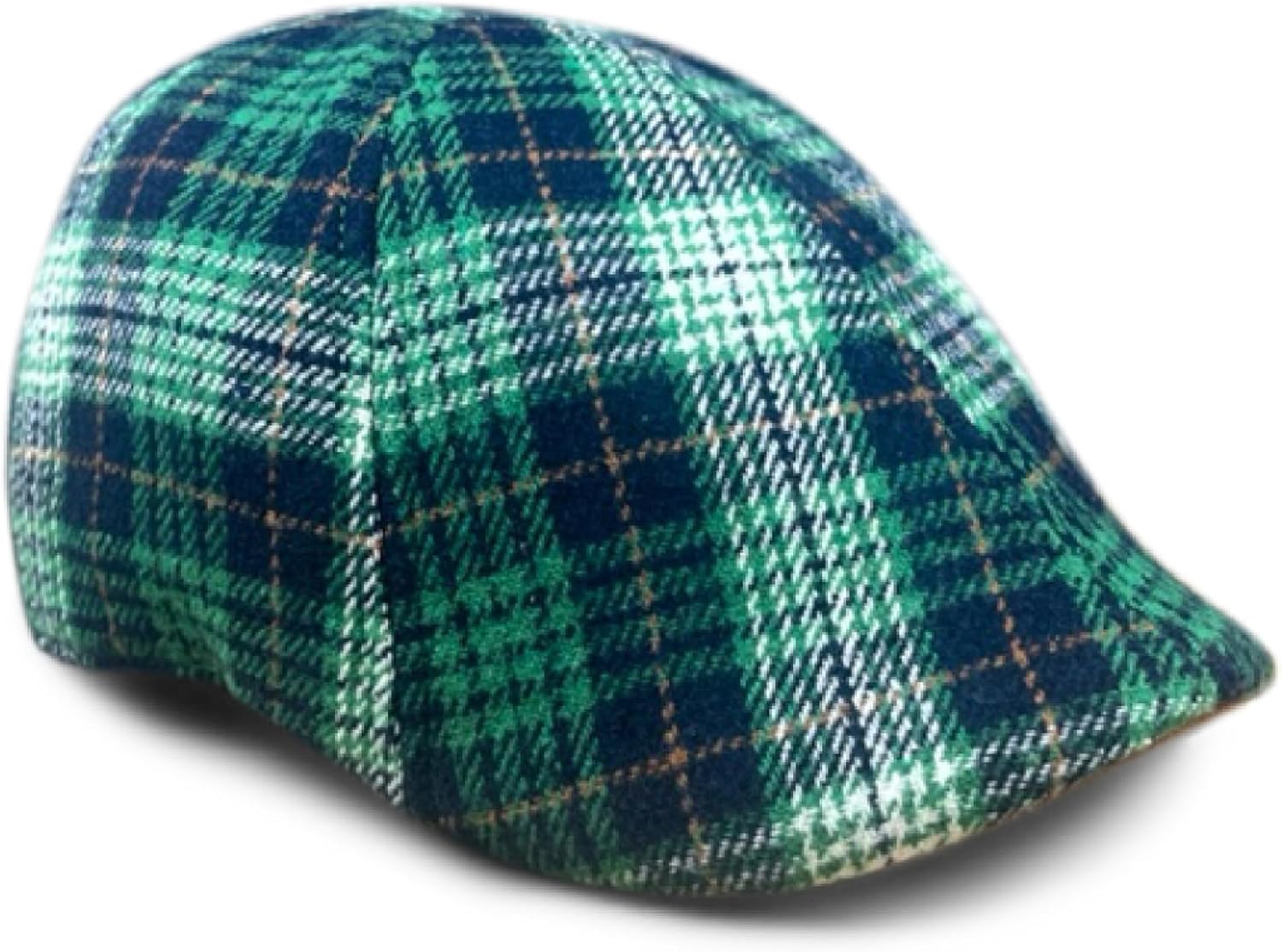 The Original Boston Scally Cap - The Fighting Rock Mens Flat Hat - Six Panel Newsboy Cap for Men - Green Plaid