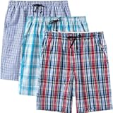 Men's Sleepwear Shorts Pajama Bottom Lounge Short Plaid Button Open Fly 3Pack
