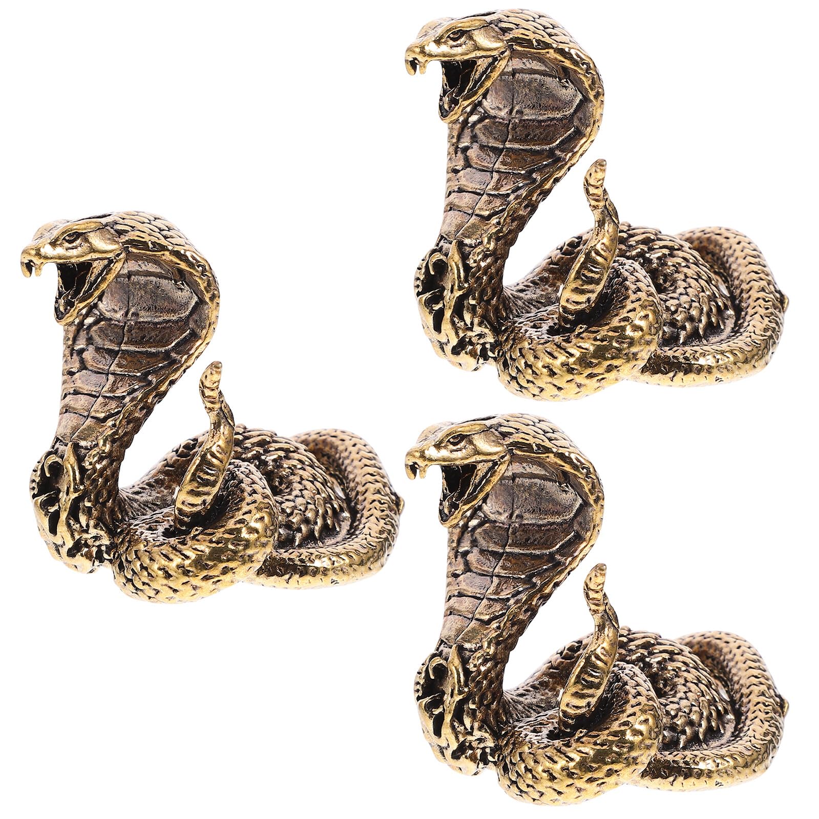 Statue de serpent en laiton lot de 3 figurines cobra Feng Shui