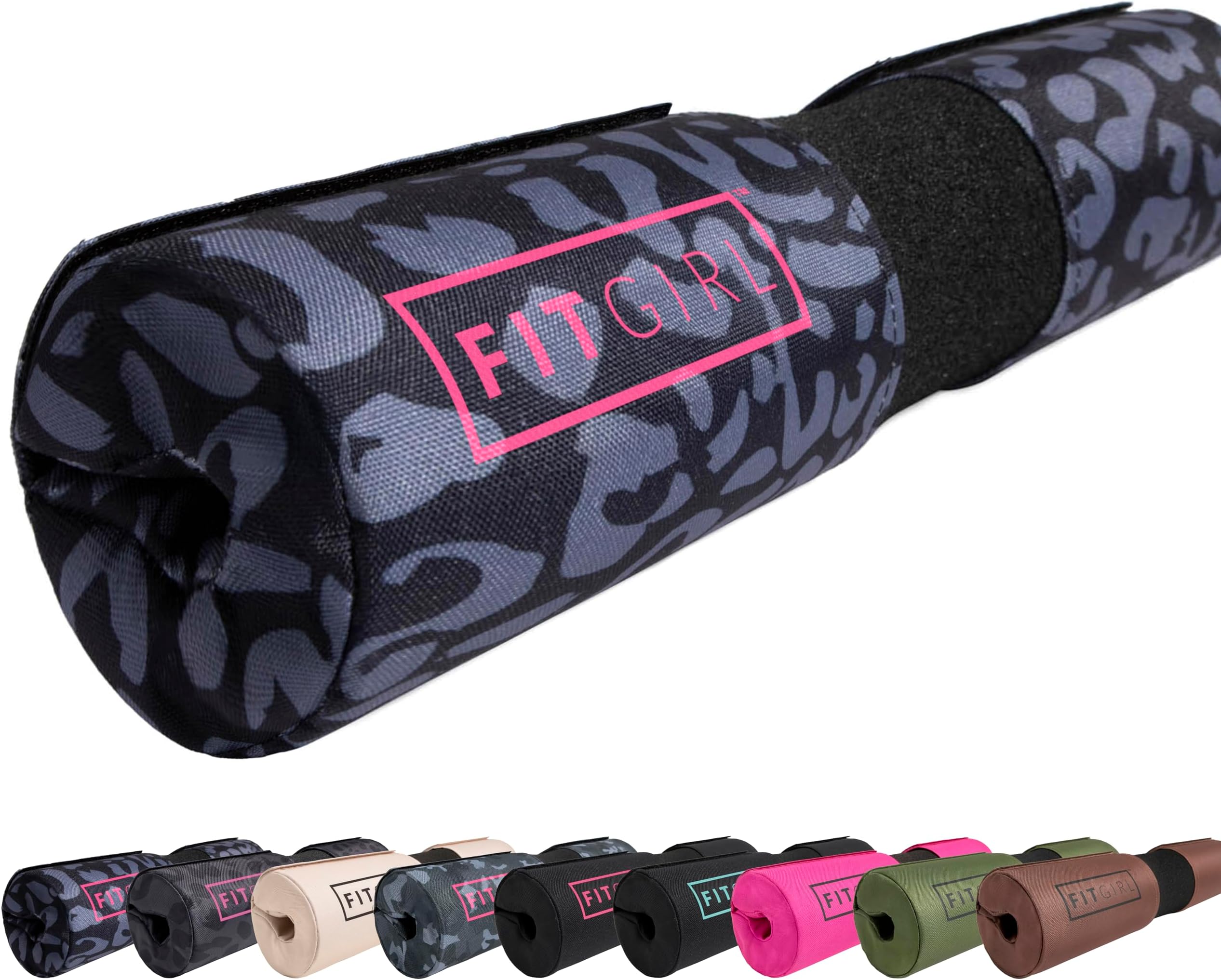 FITGIRL - Hip Thrust Pad and Squat Pad for Leg Day, Barbell Pad Stays in Place Secure, Thick Cushion for Comfortable Squats Lunges Glute Bridges, Works with Olympic Bar and Smith Machine (Animal)