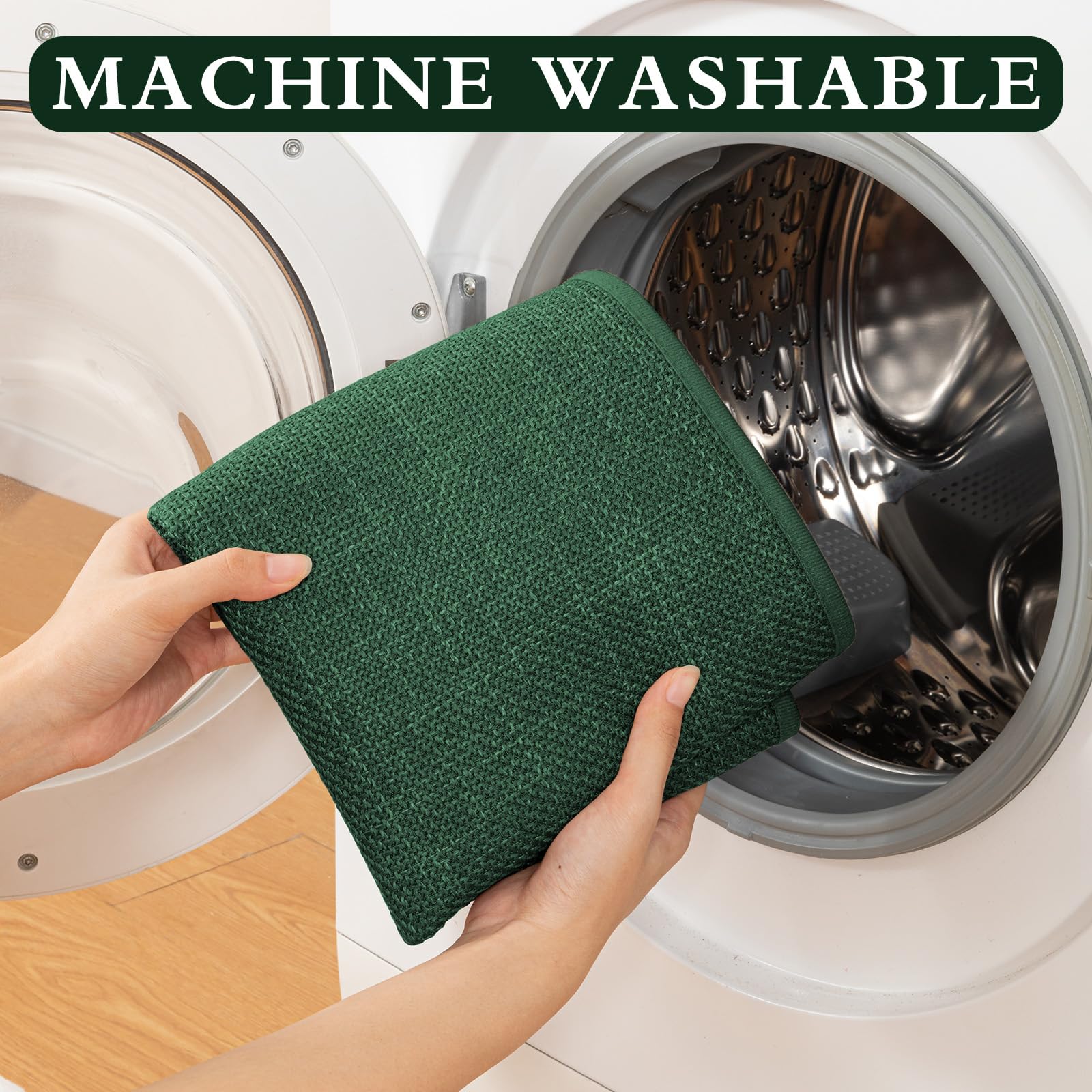 YIHOUSE Juego de 5 alfombras de baño verdes absorbentes, antideslizantes, lavables, de secado rápido, delgadas, para inodoro y suelo