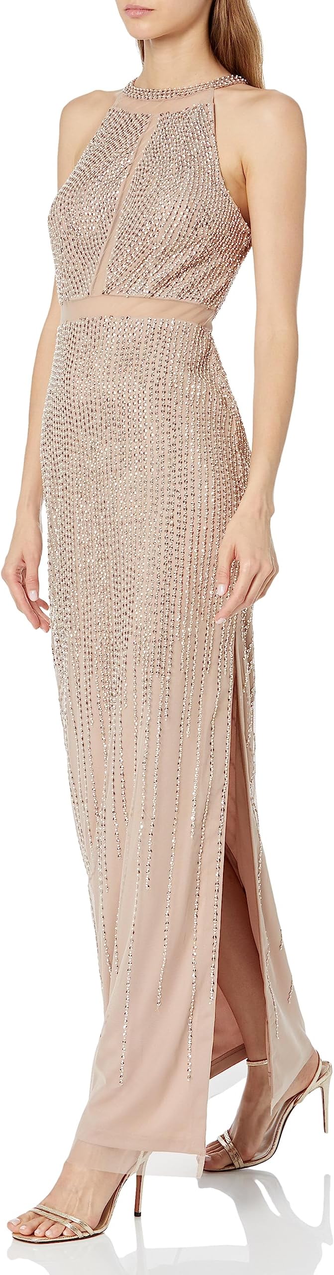 Aidan MattoxWomen's Crew Neck Beaded Gown