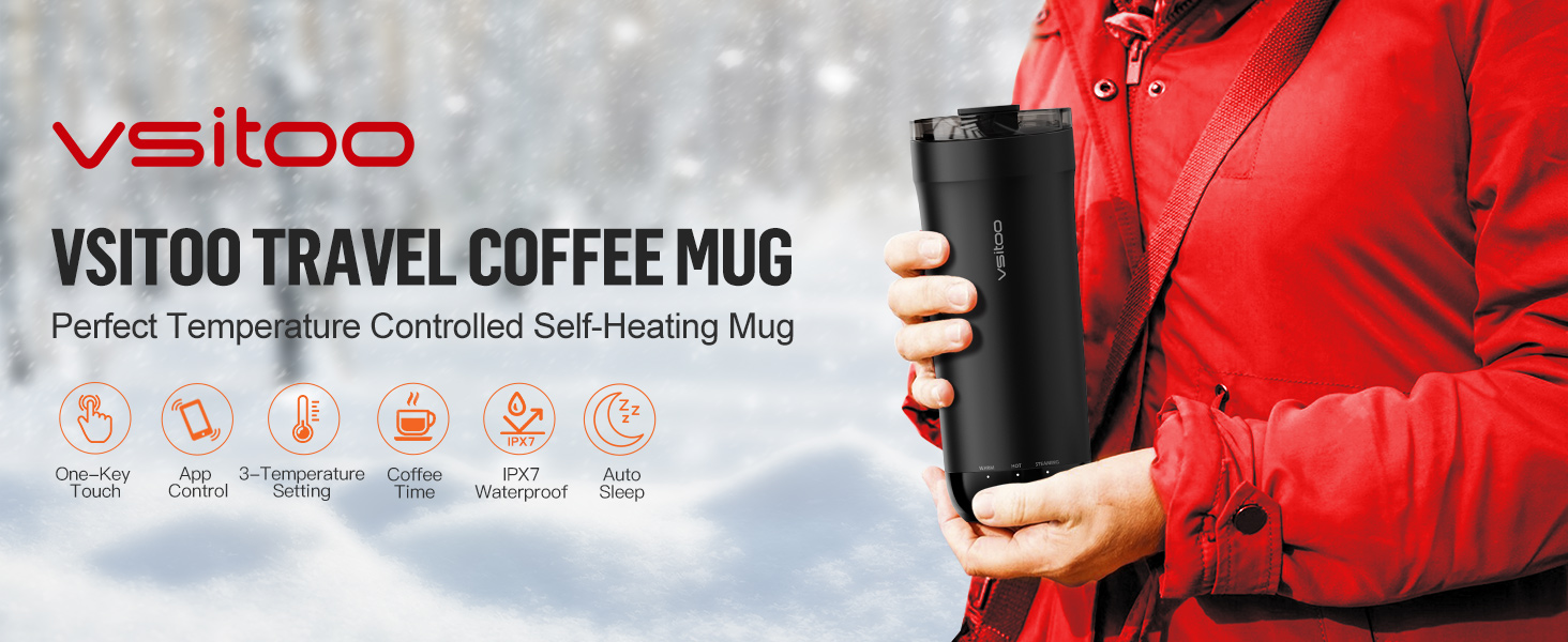 Amazon.com: VSITOO S5 heated travel mug,16oz, Auto-Sensing AI