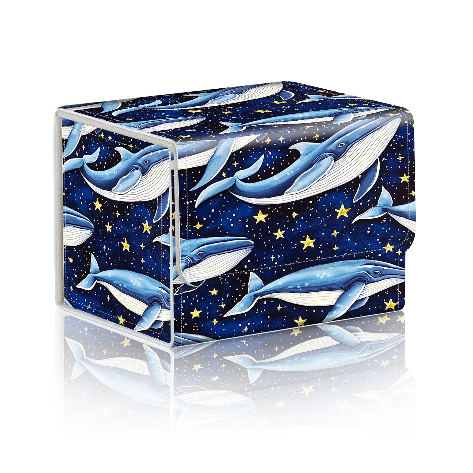 DISUOFEART Trading Card Storage Box, Holds 100+ for MTG Cards, Premium PU Leather with Magnetic Closure, Whales in Starry Ocean Durable Deck Box for Magic the Gathering, Trading Card Games โ image 1