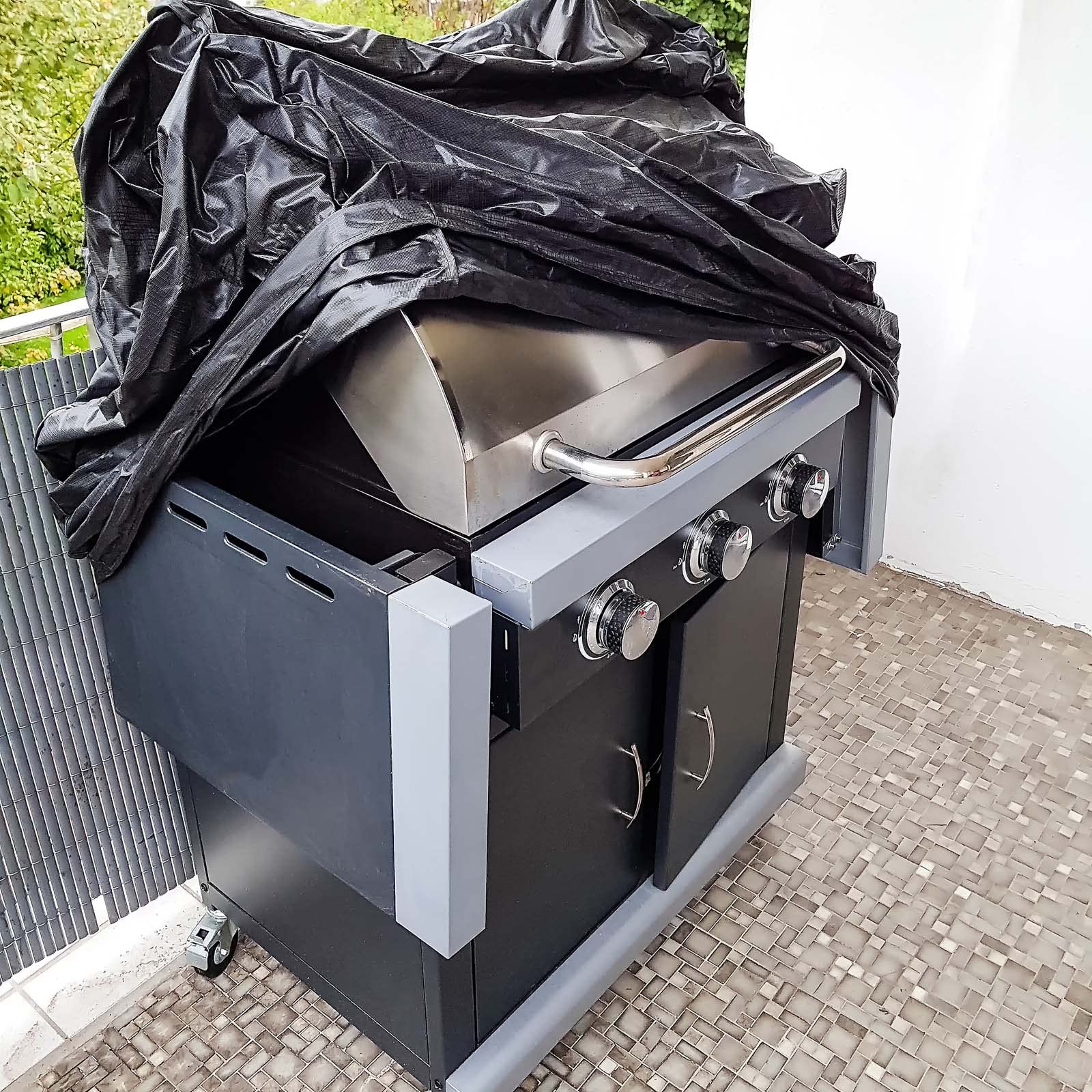 Funda para barbacoa 147x61x122cm negra cubierta resistente a la intemperie BBQ parrilla