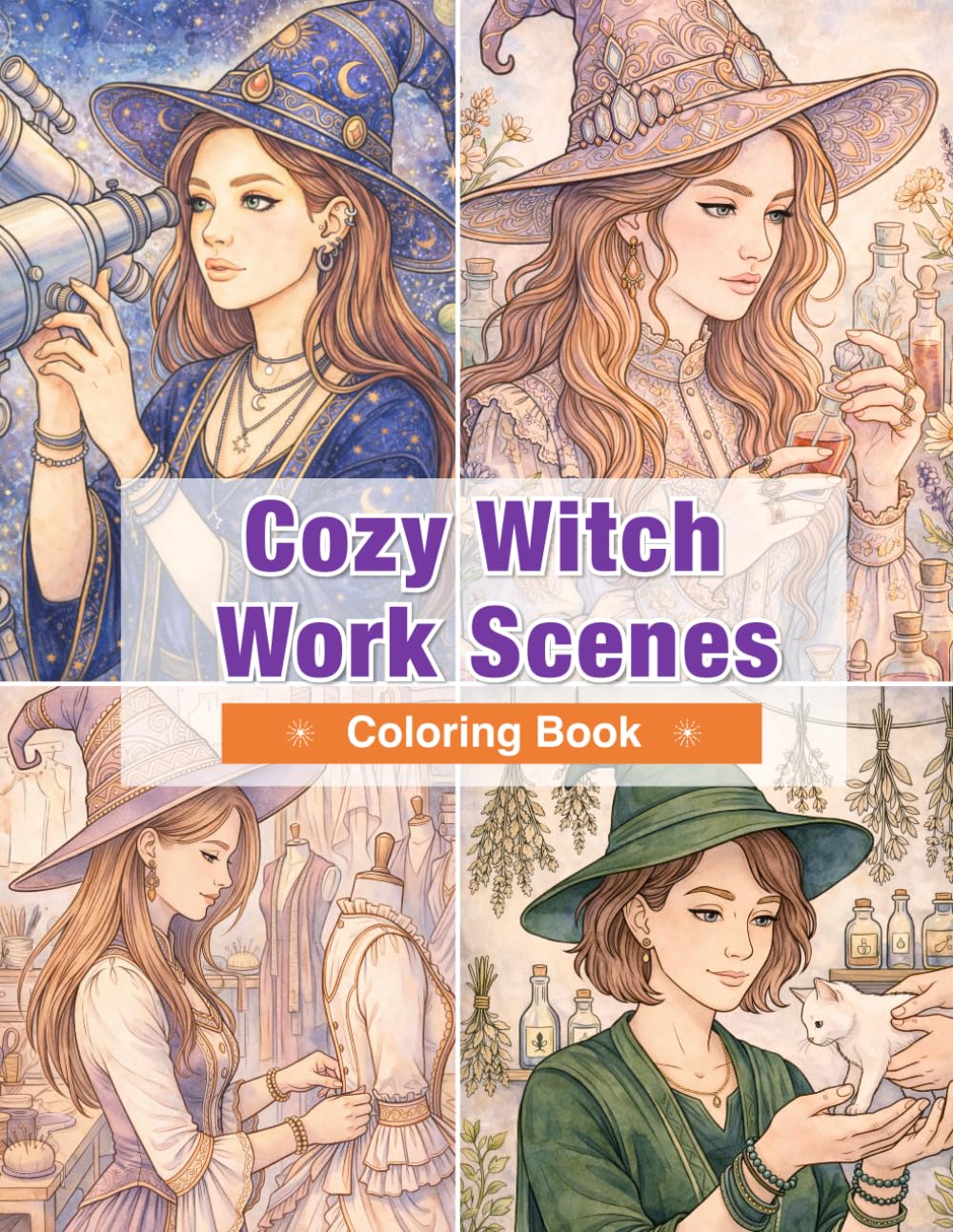 Cozy Witch Work Scenes Coloring Book: Quiet Your Thoughts and Unwind with Magical Work Scenes (Cozy Witches Series)