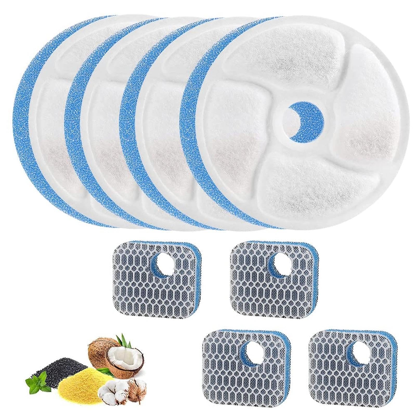 DAGORD 4er Pack Katzen Wasserbrunnen Filter Aktivkohlefilter Ersatzfilter Katzenbrunnen Schichten Trinkbrunnen Filter Ersatzfilter für Katzenbrunnens des Modells WF160 WF040 WF120