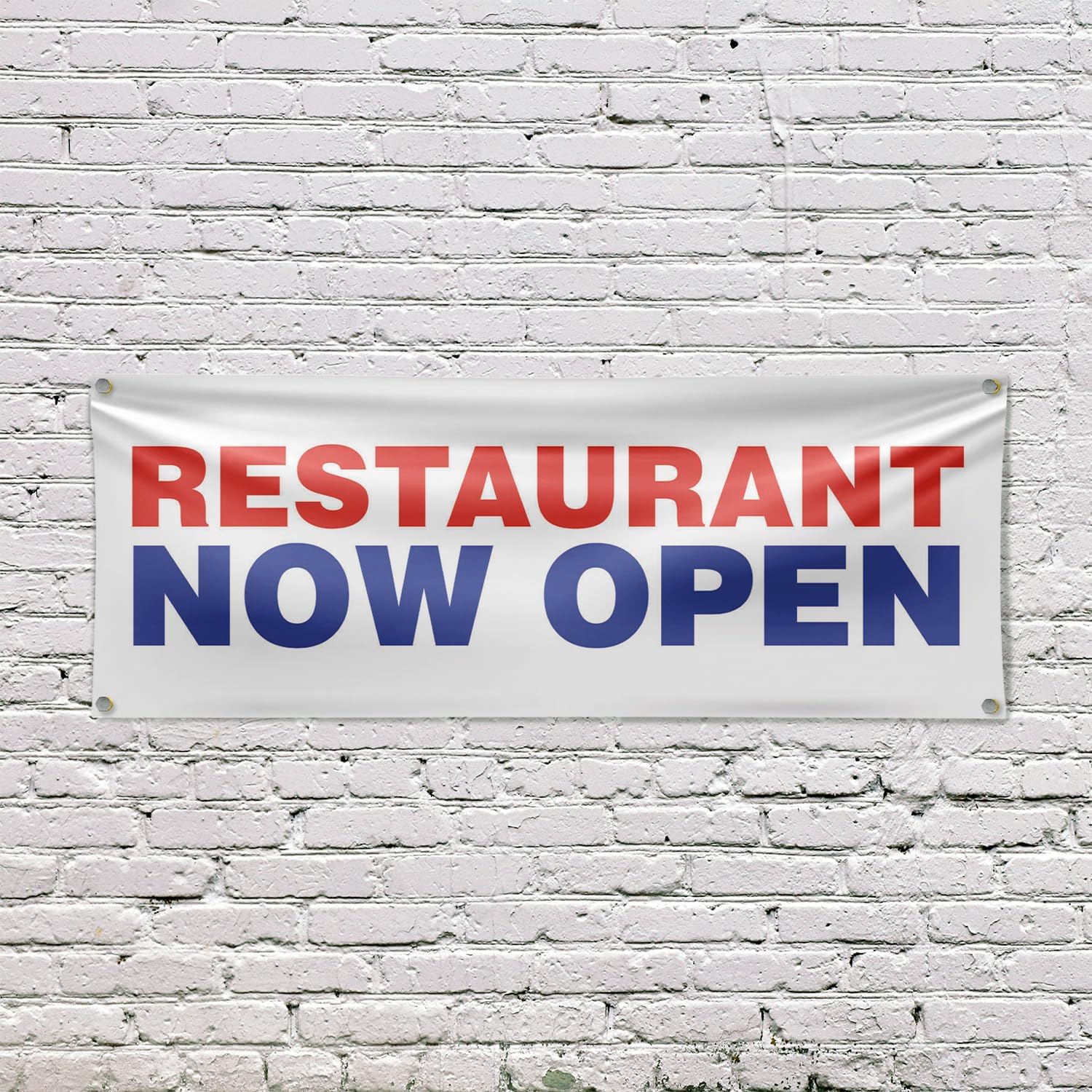 Restaurant Now Open Banner Sign 18 Inch x 48 Inch | 13 oz Vinyl with Metal Grommets | Heavy-Duty Single-Sided Outdoor Durable Printed High-Quality Weatherproof | Made in the USA