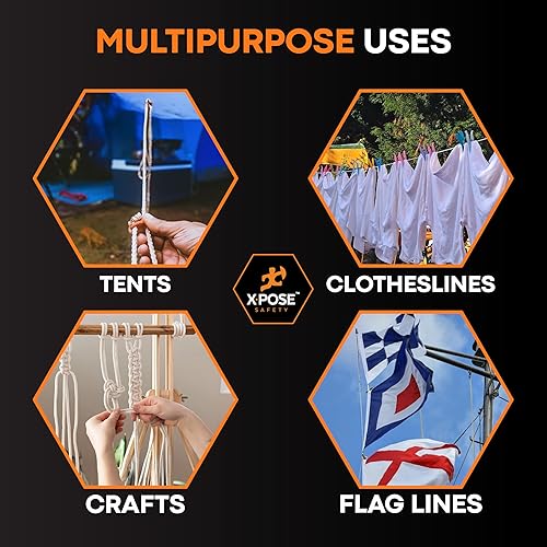 Miniatura 7 de Tendedero de plástico  Línea de ropa de plástico de 100 pies  Blanco resistente a la intemperie al aire libre  Cable sintético para colgar y secar