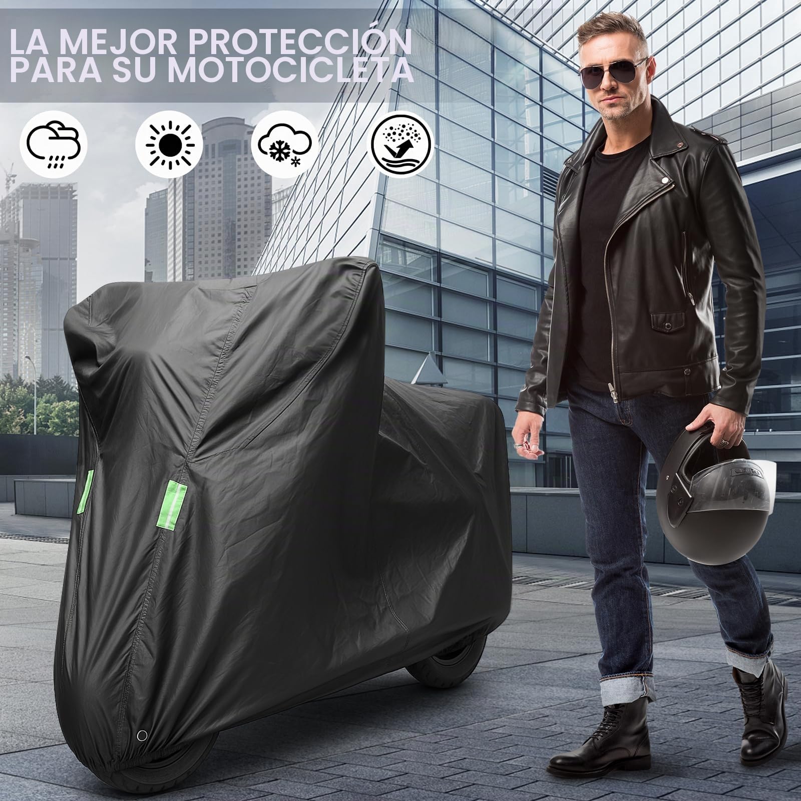 Funda Moto Impermeable, Funda para Moto Exterior con Banda Reflectante, Cubre Motos con protección UV, antirayones y antigranizo per Motocross/Bicicletas eléctricas/Bicicletas.XXL (245 * 105 * 125cm)