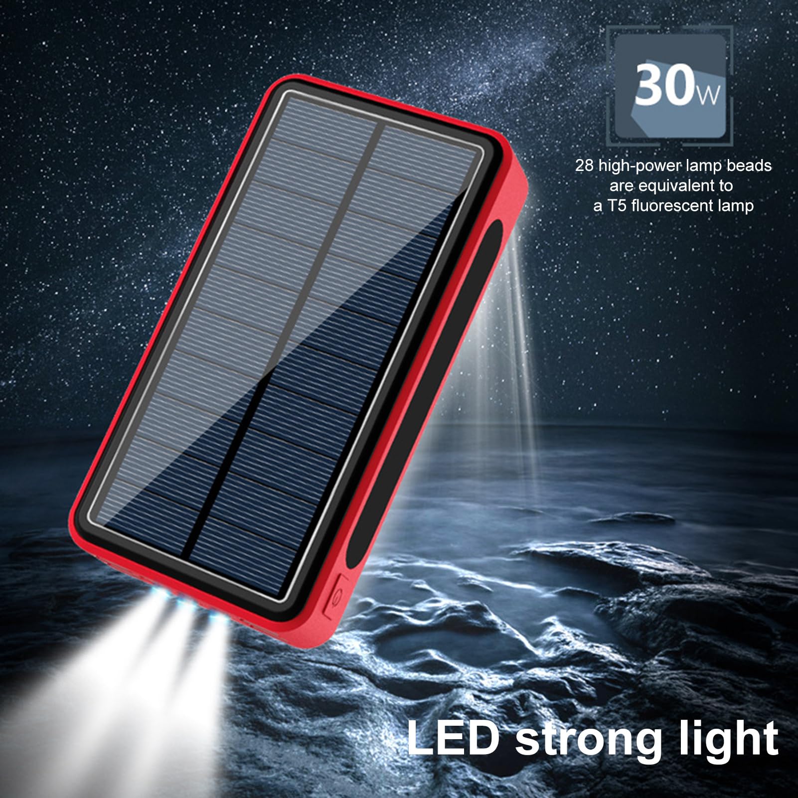 Caricabatterie Solare Cellulare Batteria Esterna Impermeabile Da 20000mAh | Caricatore Solare Portatile Power Bank Supporta 4 Dispositivi Elettronici per Campeggio Viaggio