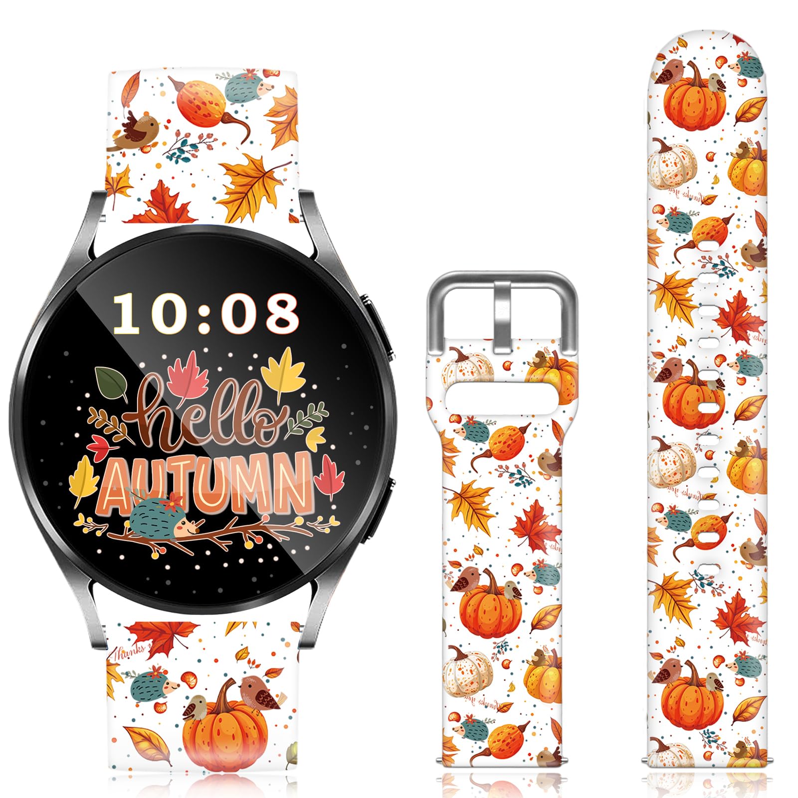 Bracelet de montre de Noël de 20 mm compatible avec Samsung Galaxy 6/5/5 Pro/4/4 Classic/3 (41 mm)/Active 1&2, tailles 40 mm, 41 mm, 42 mm, 44 mm, 45 mm, 46 mm, bonhomme de neige, Père Noël, vacances