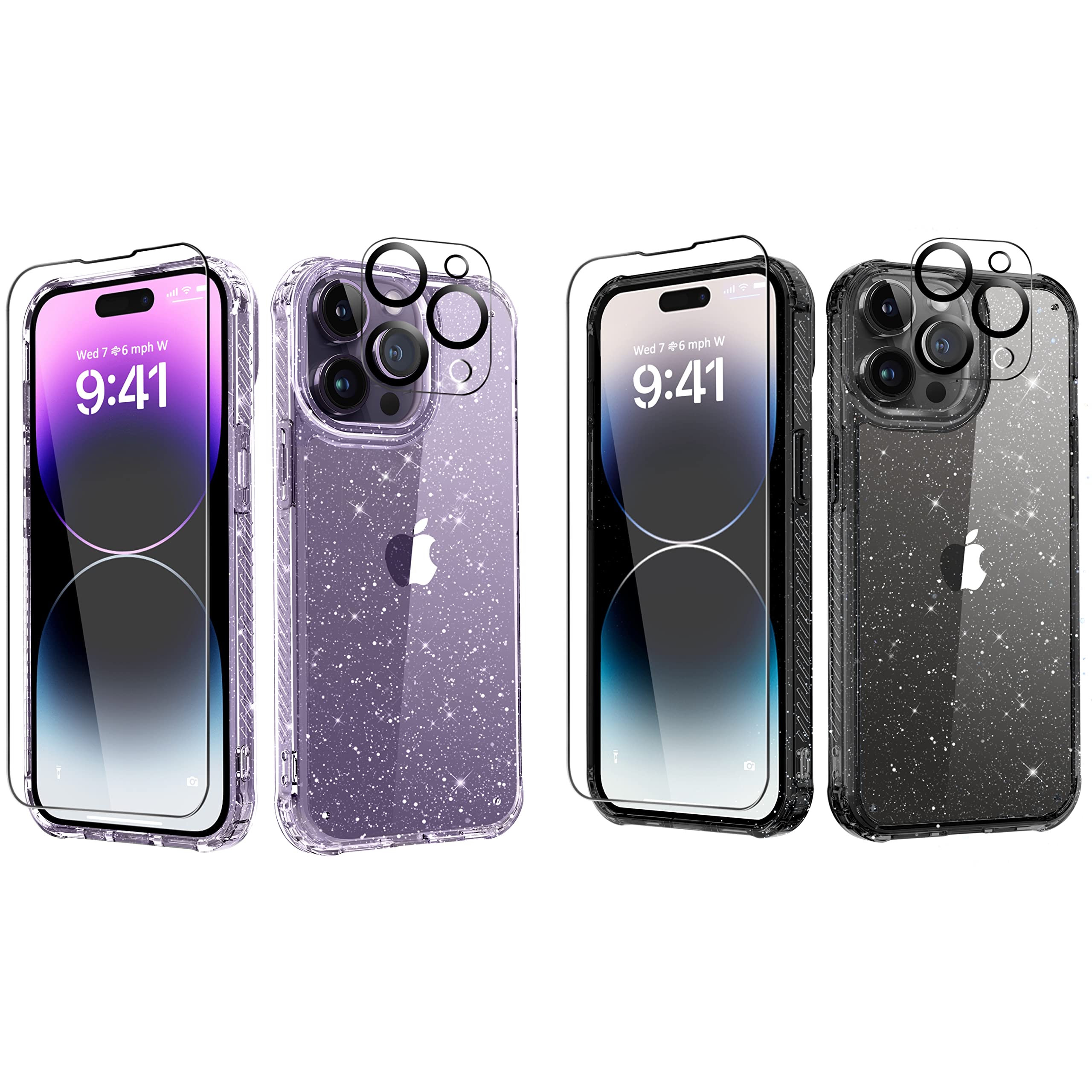 MIODIK Bundle - Compatible with iPhone 14 Pro Max Clear Glitter Case (Twinkle Clear) + iPhone 14 Pro Max Clear Glitter Case (Twinkle Black) (2 Items Bundle)…