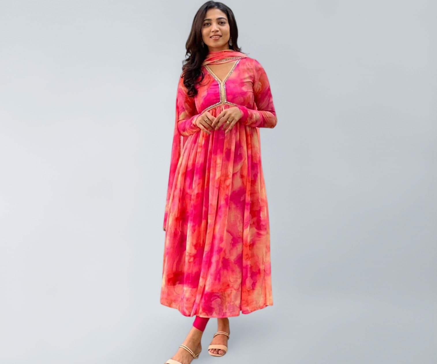 Women's Anarkali Floral Printed Kurta Pent Set with Dupatta Anarkali Kurta for Women | Kurta Set | Ethnic Set | Dupatta Set