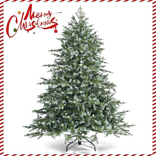 Árbol de Navidad Happygrill, artificial, de 6 pies, siempre verde, con 892 puntas de rama, árbol mixto de PE y PVC, con soporte de metal incluido,